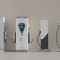 Electric Vehicle Charging Station with Multiple Modern Charging Ports and Digital Displays