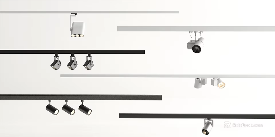 Modern Downlights And Spotlights Track Design With Various Styles For Interior 3d model 