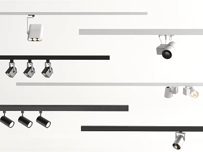 Modern Downlights And Spotlights Track Design With Various Styles For Interior 3d model
