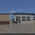 Construction Site With Temporary Buildings Entrance Gate And Modern Facilities