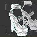 Fashionable High Heels with Transparent Straps Platform Ankle Strap Metallic Heel and Black Gold Design