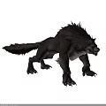 Ferocious Mythical Wolf with Fluffy Fur Muscular Body Sharp Claws Open Mouth on White Background