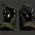 High Top Hiking Shoes Featuring Gray Fabric Upper Durable Sole And Yellow Lining