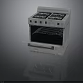 Modern Four Burners Gas Stove With Oven Open Door Kitchen Appliance