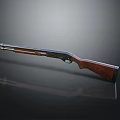 Classic Hunting Shotgun With Wooden Stock And Metal Barrel On Dark Surface