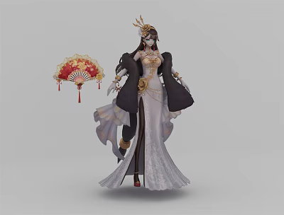 Modern game character cheongsam lady 3d model Modern game character cheongsam lady 3d model
