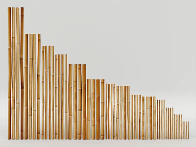 Bamboo Sticks Arranged In Gradual Height 3d model