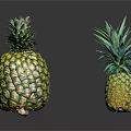 Fresh Ripe Pineapples of Different Sizes on Black Reflective Surface