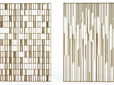 Modern Room Dividers With Geometric Patterns And Vertical Slats Irregular Design 3d model