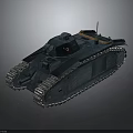 Dark Green Military Tank Vehicle Featuring Tracks Turret And Red Emblem Design