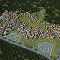 Aerial Planning of Residential Community With Green Spaces and Road Networks