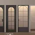 Swing Doors Featuring Various Designs Arched Tops And Glass Panels In Dark Light Colors