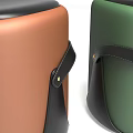 Modern Orange And Green Leather Sofa Stools With Black Top Design 3d model