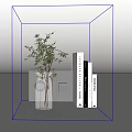 Elegant Decorative Ornament Set With Clear Glass Vase Green Foliage And Books