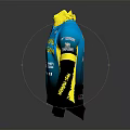 Blue Yellow Black Cycling Jersey With Long Sleeve Zipper Design And TEAM NANA Sponsor Logos