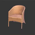 Modern Wicker Outdoor Chair With Armrest And Natural Color Design
