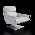 Modern Single Sofa with Blue Upholstery and Sleek Metal Frame Square Base Design 3d model