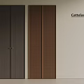Cattelan Modern Wardrobes With Dark Wood Grain And Brown Grid Pattern On Light Wall Background
