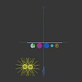 Five Lanterns of Various Colors and Shapes Hanging On Black Grid Background