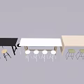 Black White and Beige Modern Office Desks with Coordinating Colored Chairs 3d model