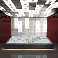Traditional Culture Center Interior With Mural Paintings Wooden Screens And Golden Chair