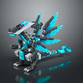 Detailed Mechanical Blue Dragon 3D Model With Robotic Wings Claws And Blade Structures 3d model