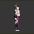 Animated Game Movie Characters Female White Top Pink Pants Boy Plaid Shirt Holding Hands
