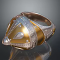 Elegant Gold And Silver Ring With Decorative Studs And Ornate Pattern For Daily Use 3d model
