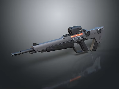 Modern Tactical Rifle With Red Dot Scope Orange Light And Metallic Design 3d model