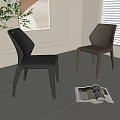 Stylish Black And Brown Leather Dining Chairs In Modern Room With Window And Magazine