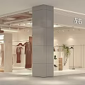 Modern Clothing Store Interior Design With Hangers Displays And Green Plants