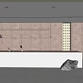 Front desk reception desk marble front desk background wall background teapot cabinet display cabinet chandelier wall lamp laptop flowerpot branch 3d model
