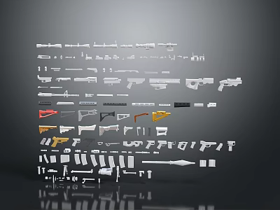 Different Types of Weapons Including Guns Knives and Multiple Models 3d model