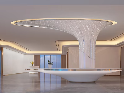 Modern Beauty Hair Salon Interior Design With Open Layout And Stylish Reception Desk 3d model