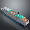 Modern Cruise Ship With White Hull Green Deck And Multiple Portholes