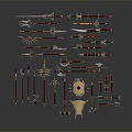 Cold weapons Sword Sword Sword Sword Axe Hook Fork Spear Trident Melee Weapon Military 3d model