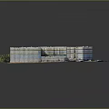 Architectural Model of Large Building Complex Under Construction With Surrounding Trees 3d model