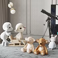 Plush Stuffed Toys White Lambs Teddy Bears Rabbit On Soft Rug With Wooden Rocking Horse