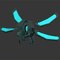 Futuristic Mechanical Equipment With Glowing Blue Wings And Modern 3D Structure
