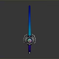 Illuminated Blue Gradient Rod With Silver Base And Central Orb Design