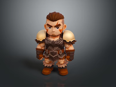 Cartoon Style 3D Game and Movie Character With Short Brown Hair and Armor 3d model