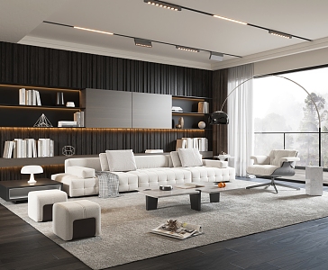 Modern Minotti Sofa Coffee Table Combination 3d model