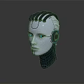 Robot Character With Cybernetic Head Glowing Blue Eyes Mechanical Components And White Metallic Surface