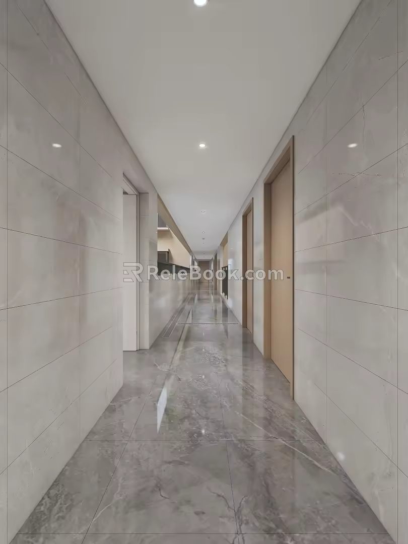 Corridor aisle of community public area 3d model