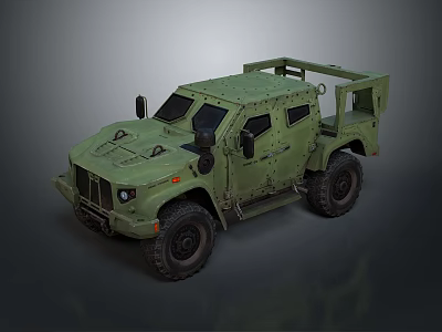 Sturdy Green Functional Vehicle With Armored Body Large Tires And Roof Rack 3d model