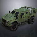 Sturdy Green Functional Vehicle With Armored Body Large Tires And Roof Rack