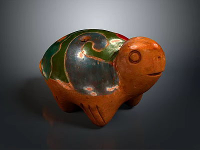 Handcrafted Turtle Art Sculpture with Green Blue Red Brown Colors Decorative Reptile Figurine 3d model