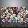 Cute Toy Animals in Colorful Miniature Room Models with Various Interior Decorations