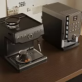 Modern Black Coffee Machines With Control Panel And Coffee Outlet On Wooden Table