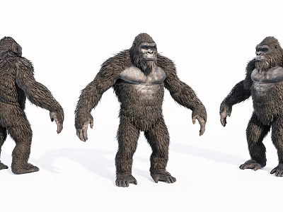 Realistic Reptile 3D Model Shown In Three Different Standing Poses With Detailed Skin Texture 3d model